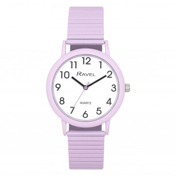 Unisex Large Coloured Expander Bracelet Watch - Pastel Lilac