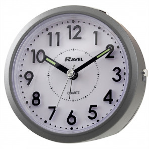 Round 3D Numbers Alarm Clock - Grey