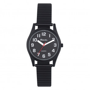 Women's Classic Super Bold Easy Read Expander Bracelet Watch - All Black