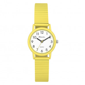 Unisex Mid Size Coloured Expander Bracelet Watch - Pastel Yellow