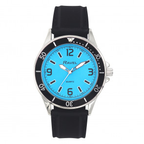 Men's Sports Silicon Watch - Black/Blue